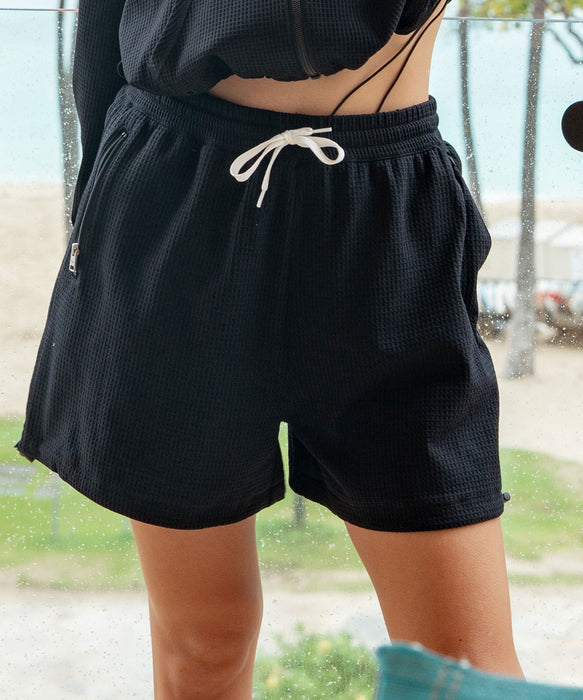 ROXY SEASIDE BLUE SHORTS ワッフル素材ボードショーツ/ミディアム丈【2026年春夏モデル】