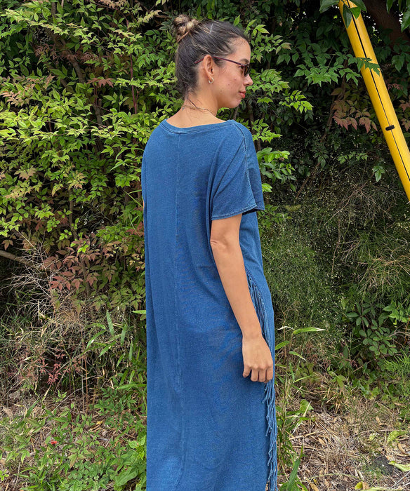 【OUTLET】Roxy LABYRINTH DRESS ウィメンズ ドレス ロングワンピース サイドフリンジ コットン <2025 DENIM COLLECTION>