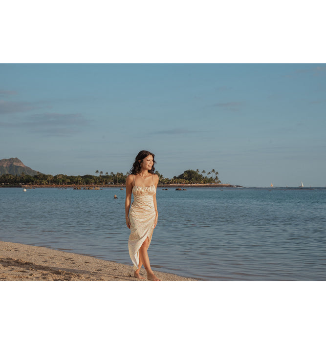 【OUTLET】Roxy ROXY×NANAHA DRESS ウィメンズ ドレス ワンピース サテン生地 花柄 <2025 ROXY CRUISERS x Nanaha>*