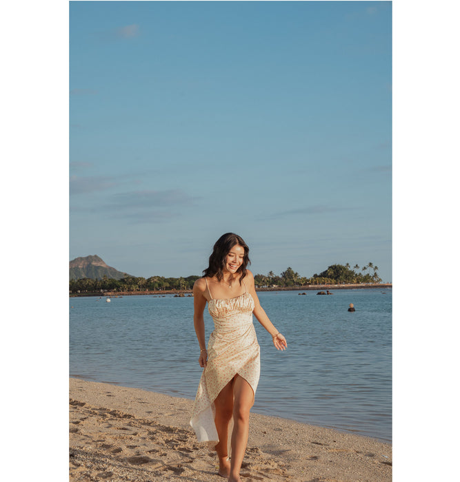 【OUTLET】Roxy ROXY×NANAHA DRESS ウィメンズ ドレス ワンピース サテン生地 花柄 <2025 ROXY CRUISERS x Nanaha>*