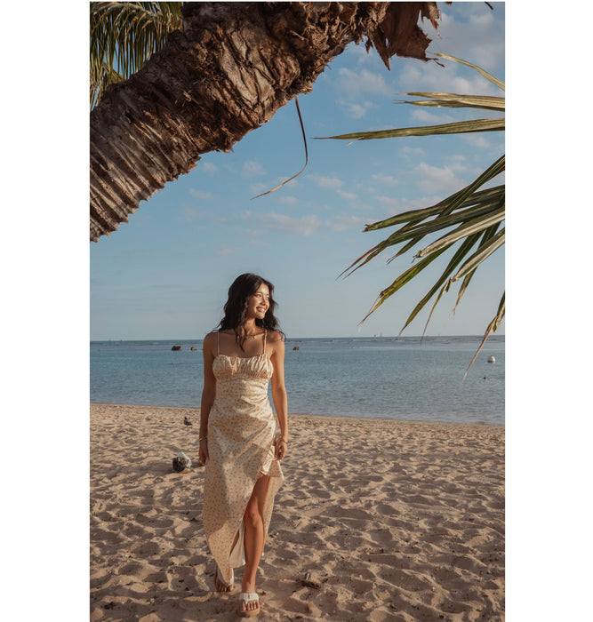 【OUTLET】Roxy ROXY×NANAHA DRESS ウィメンズ ドレス ワンピース サテン生地 花柄 <2025 ROXY CRUISERS x Nanaha>*