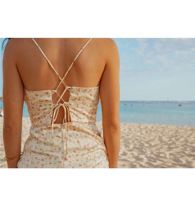 【OUTLET】Roxy ROXY×NANAHA DRESS ウィメンズ ドレス ワンピース サテン生地 花柄 <2025 ROXY CRUISERS x Nanaha>*