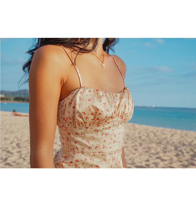 【OUTLET】Roxy ROXY×NANAHA DRESS ウィメンズ ドレス ワンピース サテン生地 花柄 <2025 ROXY CRUISERS x Nanaha>*