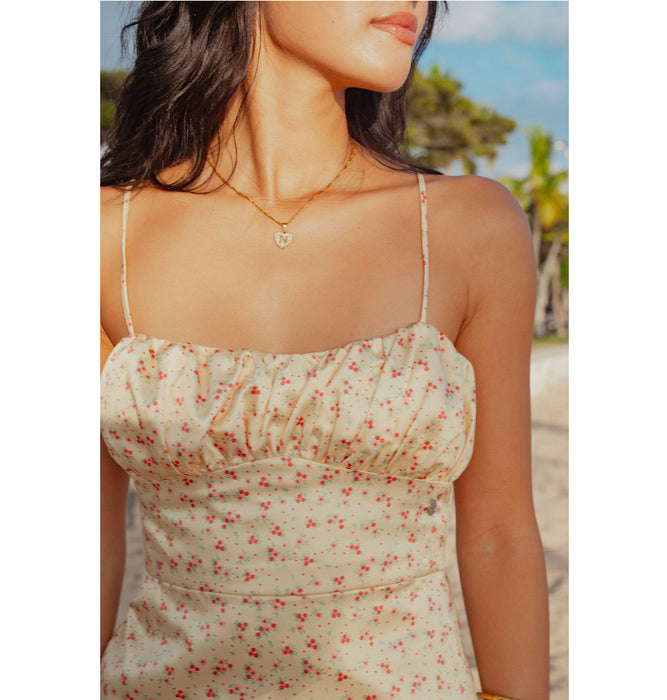 【OUTLET】Roxy ROXY×NANAHA DRESS ウィメンズ ドレス ワンピース サテン生地 花柄 <2025 ROXY CRUISERS x Nanaha>*