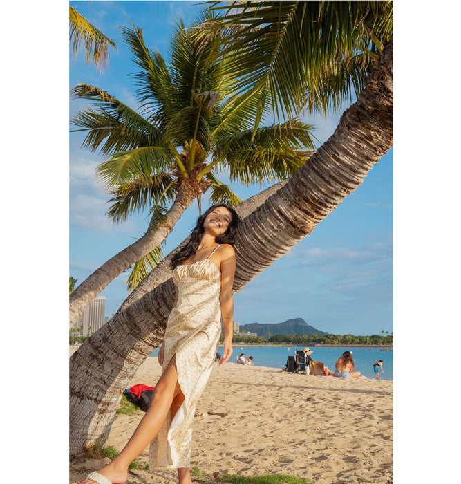 【OUTLET】Roxy ROXY×NANAHA DRESS ウィメンズ ドレス ワンピース サテン生地 花柄 <2025 ROXY CRUISERS x Nanaha>*