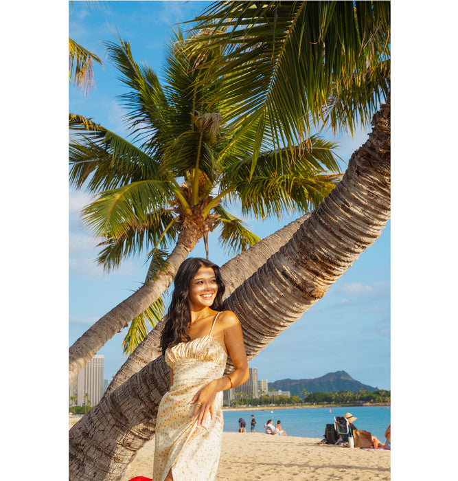 【OUTLET】Roxy ROXY×NANAHA DRESS ウィメンズ ドレス ワンピース サテン生地 花柄 <2025 ROXY CRUISERS x Nanaha>*