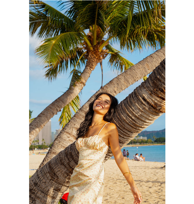 【OUTLET】Roxy ROXY×NANAHA DRESS ウィメンズ ドレス ワンピース サテン生地 花柄 <2025 ROXY CRUISERS x Nanaha>*