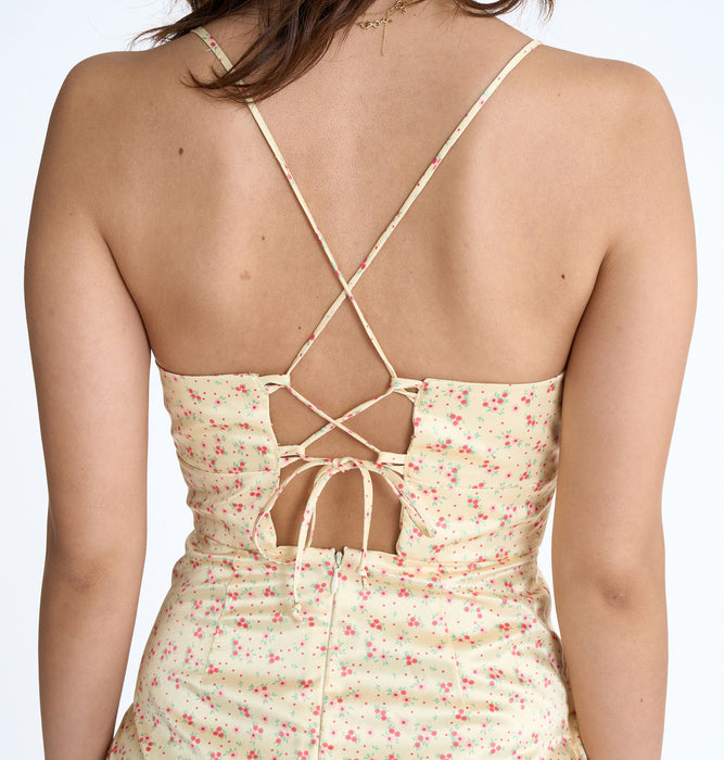 【OUTLET】Roxy ROXY×NANAHA DRESS ウィメンズ ドレス ワンピース サテン生地 花柄 <2025 ROXY CRUISERS x Nanaha>*