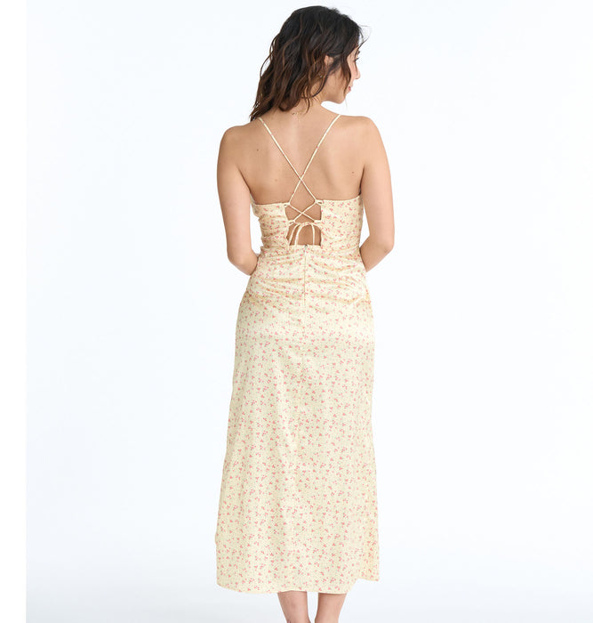 【OUTLET】Roxy ROXY×NANAHA DRESS ウィメンズ ドレス ワンピース サテン生地 花柄 <2025 ROXY CRUISERS x Nanaha>*