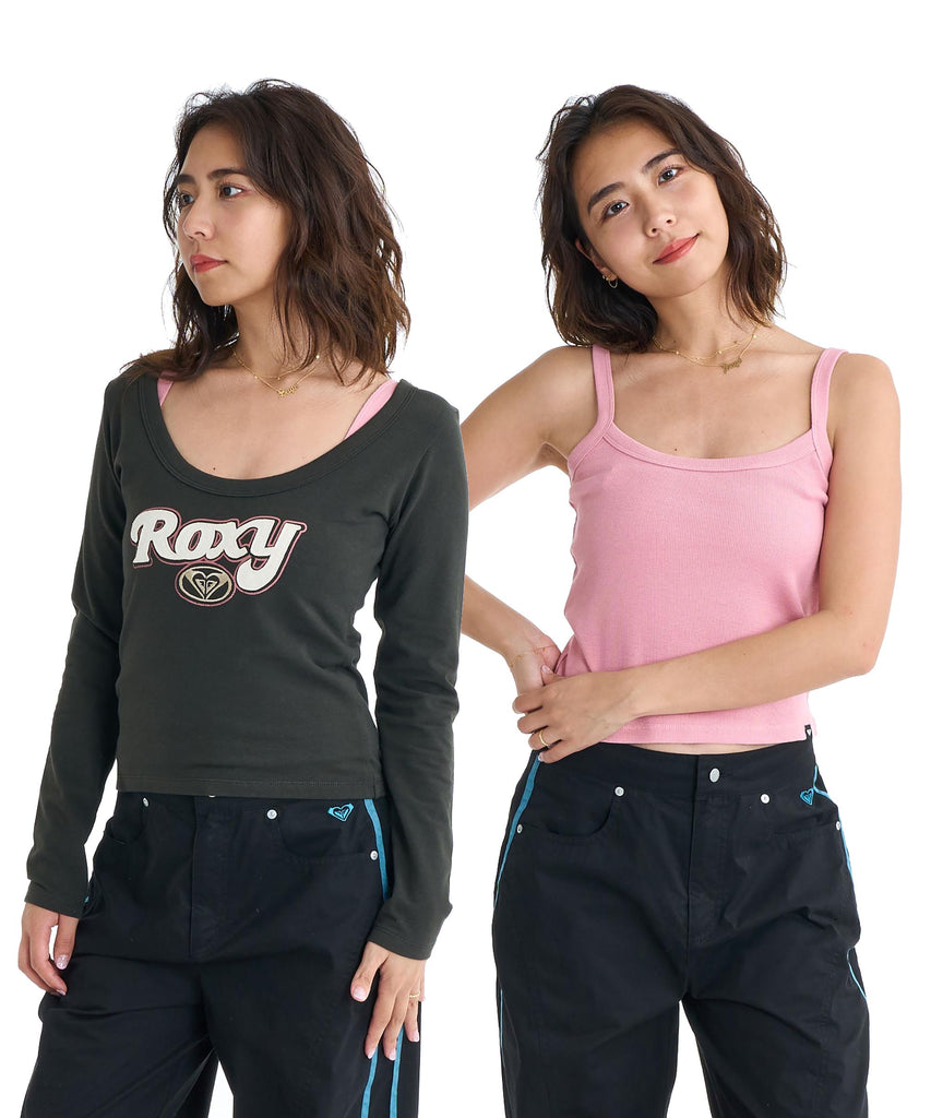【ROXY】3点セット　（Tシャツ、キャミソール、レギンス） ROXY BREAK MY SOUL 長袖Tシャツ キャミソールセット 【2026年春夏モデル】