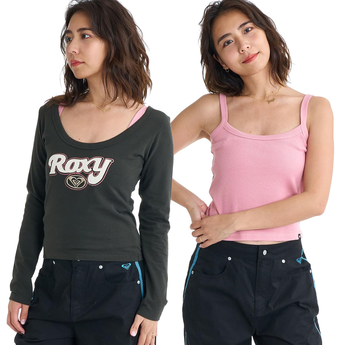 【ROXY】3点セット　（Tシャツ、キャミソール、レギンス） ROXY BREAK MY SOUL 長袖Tシャツ キャミソールセット 【2026年春夏モデル】