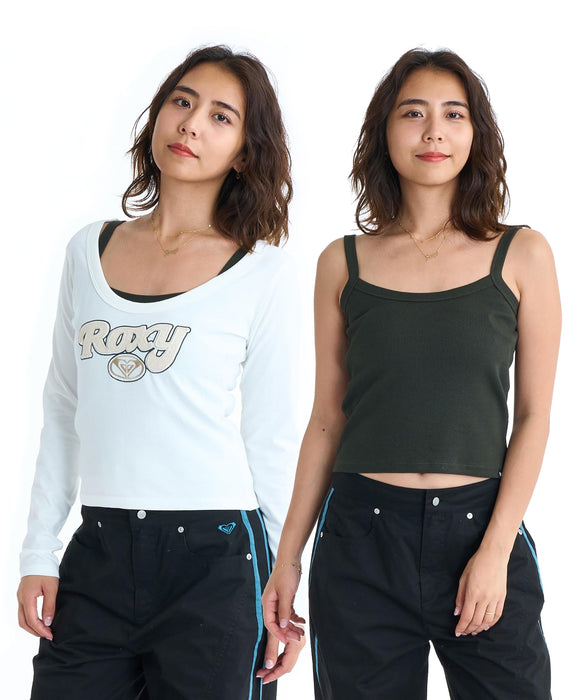 【ROXY】3点セット　（Tシャツ、キャミソール、レギンス） ROXY BREAK MY SOUL 長袖Tシャツ キャミソールセット 【2026年春夏モデル】