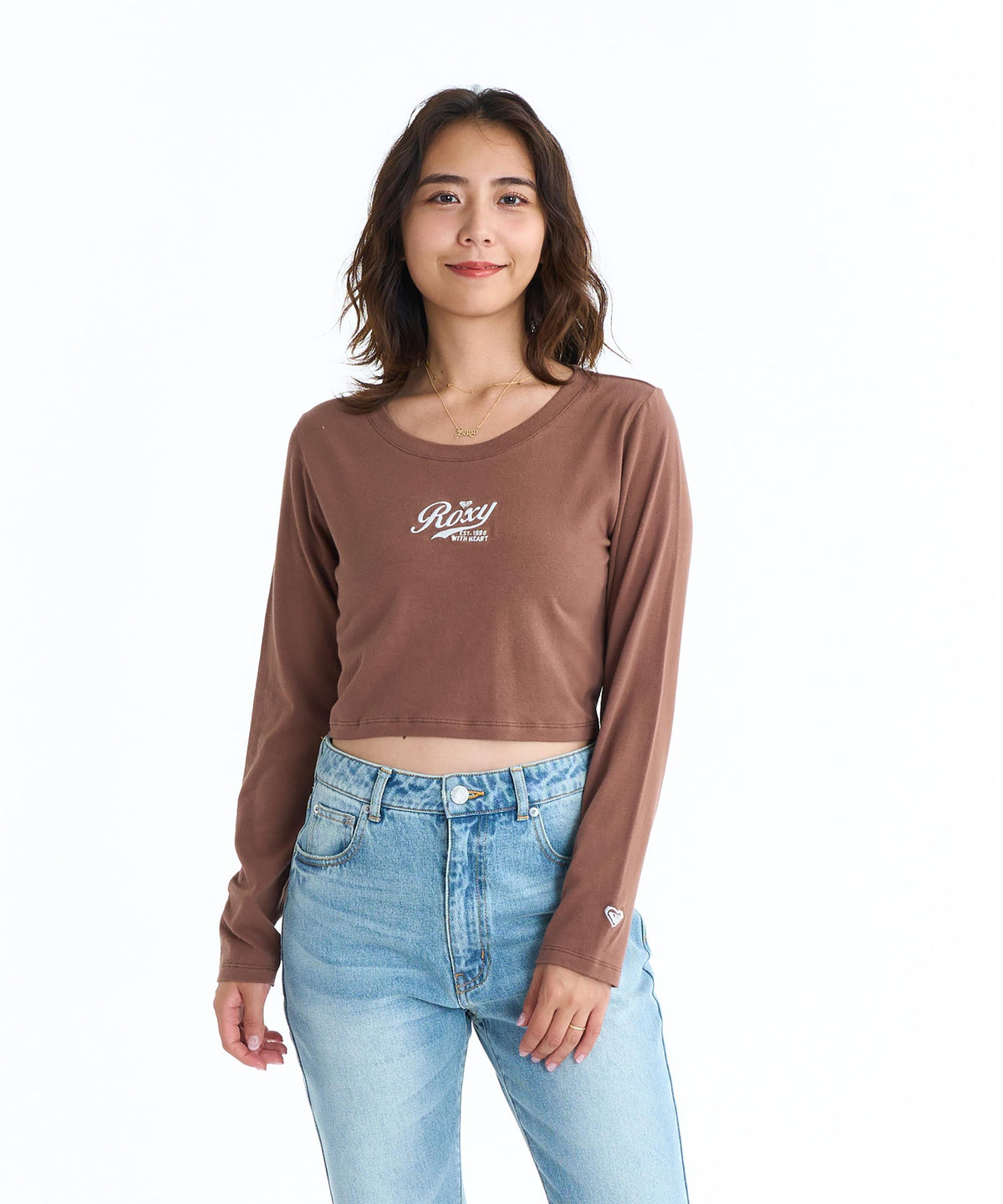 t♡ ROXY ウィメンズ ROXY WITH HEART L/S 長袖Tシャツ ロンT 丈短め
