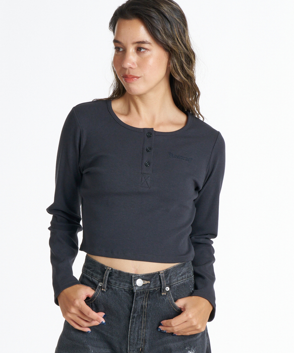ROXY BUTTERFLY L/S TEE バタフライロゴヘンリーネック長袖Tシャツ /接触冷感/抗菌防臭 【2026年秋冬モデル】