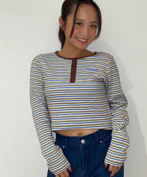 ROXY BUTTERFLY L/S TEE バタフライロゴヘンリーネック長袖Tシャツ /接触冷感/抗菌防臭 【2026年秋冬モデル】