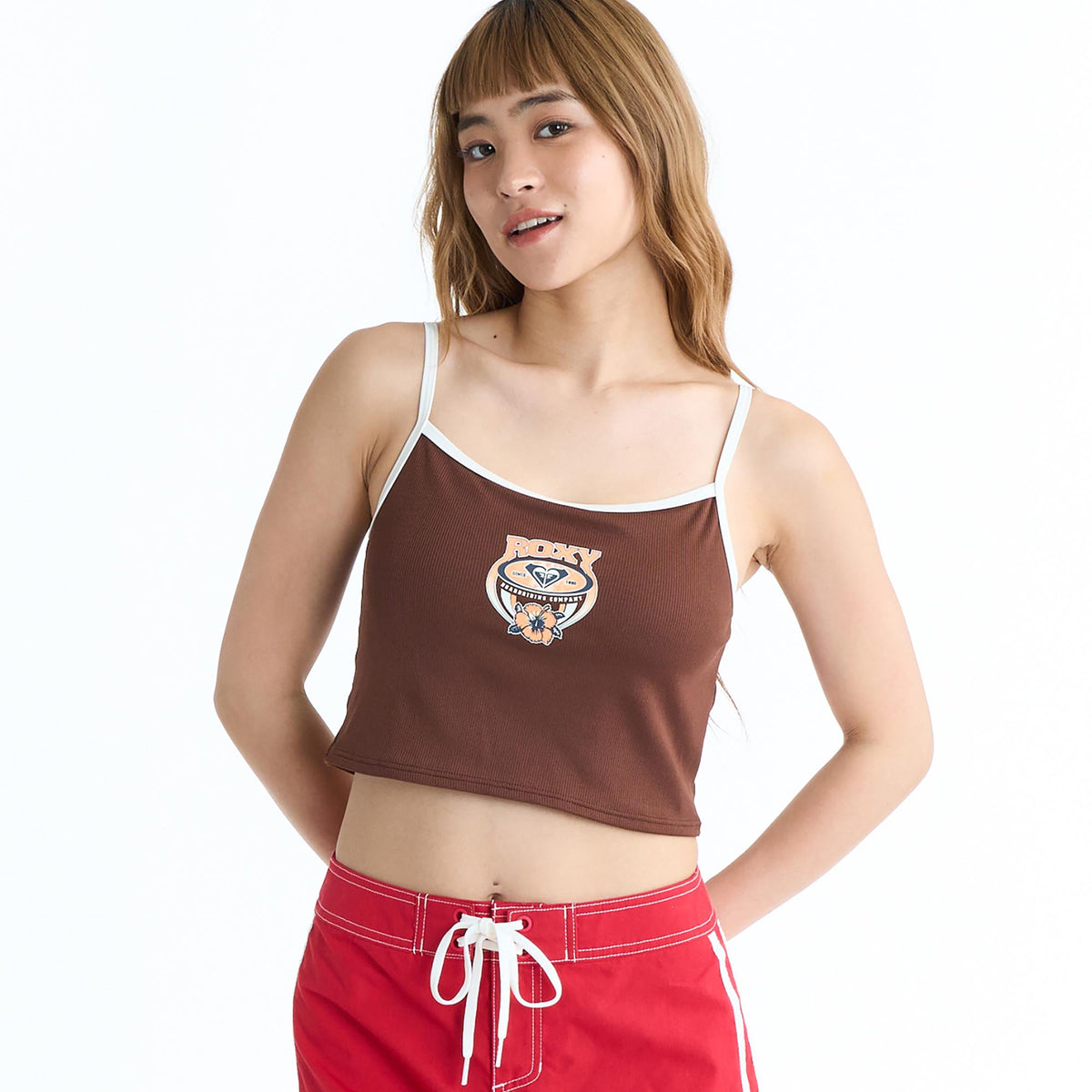 キャミソール0203 ROXY WAVE CLUB CAMI カップ付き ラッシュ キャミソール【2026年春夏