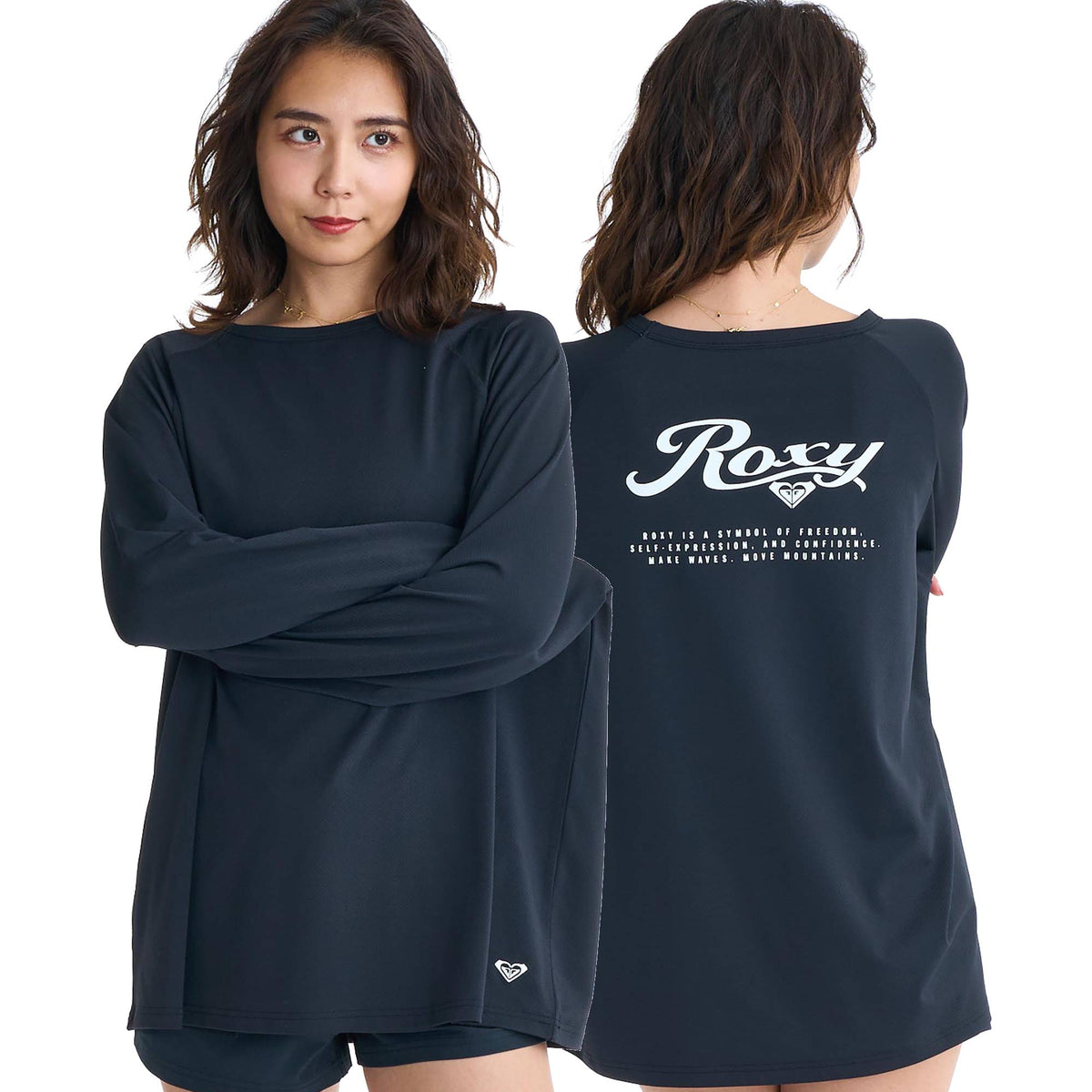 ROXY SOLSHADE L/S バックプリント ラッシュガード/近赤外線カット/UV