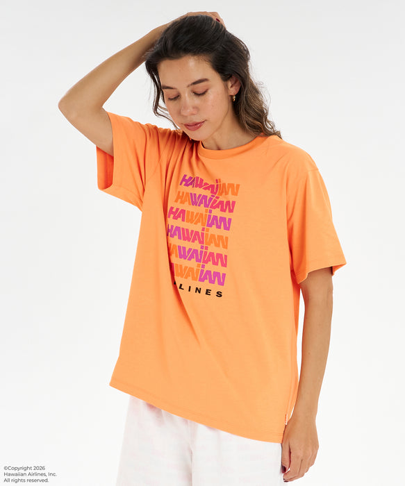 スリードッツ × Naoko Okusa パワーショルダー Tシャツ 半袖 XS ROXY x HAWAIIAN AIRLINES】TEE ラッシュTシャツ /UVカット/EASY DRY