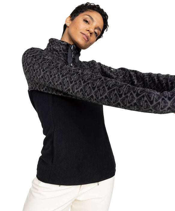 ROXY ウィメンズ SAYNA HALF ZIP スノー ベースレイヤー ハーフジップトップス ロゴ入りプリント 【25-26SNOWモデル】 KVJ5 / S