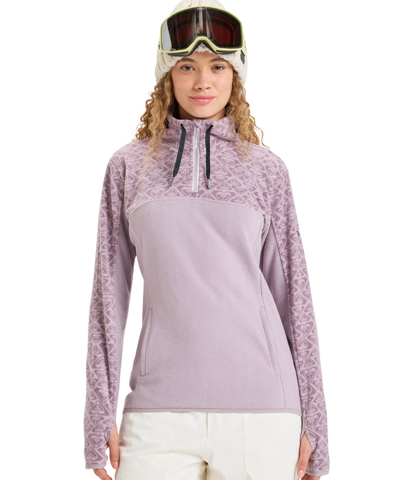 ROXY ウィメンズ SAYNA HALF ZIP スノー ベースレイヤー ハーフジップトップス ロゴ入りプリント 【25-26SNOWモデル】 PJQ2 / S