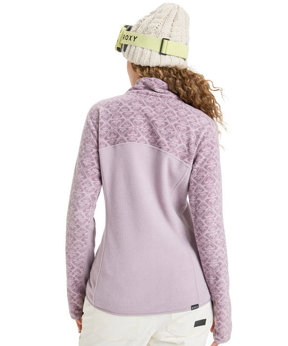 ROXY ウィメンズ SAYNA HALF ZIP スノー ベースレイヤー ハーフジップトップス ロゴ入りプリント 【25-26SNOWモデル】 PJQ2 / S