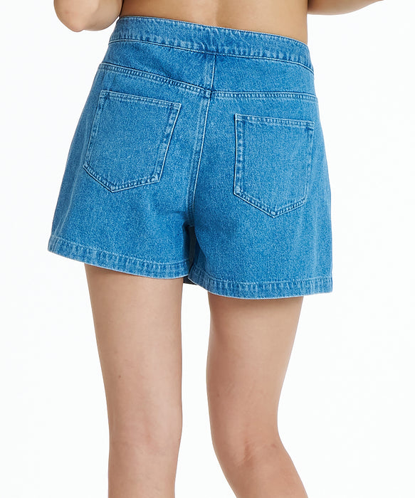 美品♥レア GANNI デニムショートパンツ ロゴ 北欧ブランド コットン Ｍ 現地価格セール M Ganni(ガニー) ショートパンツ(レディース