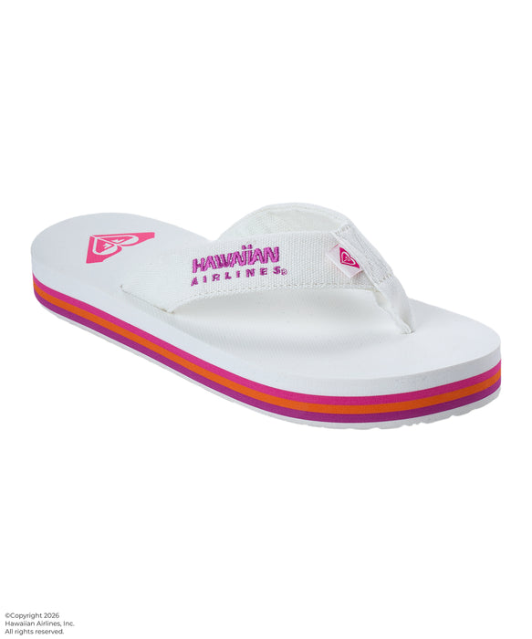 JALバック白赤！ レア⁈  ビーチサンダル付き ROXY x HAWAIIAN AIRLINES】FLIP FLOP ポーチ付きビーチサンダル