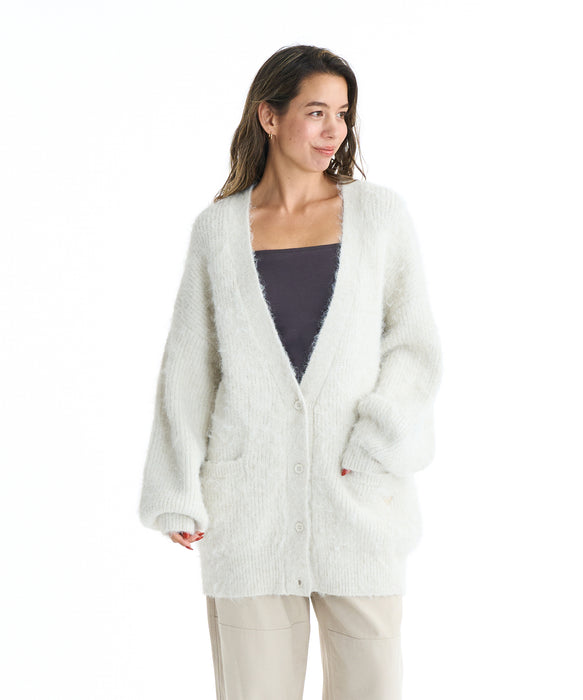 美品✨フォクシー ふわふわツイードカーディガン ロゴチャーム付き ホワイト38 FOXEY 38 ニットツイードカーディガン - メルカリ