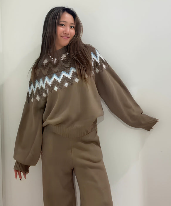 ROXY SILVER GARDEN TOPS フェアアイル柄ニットセーター 【2026年秋冬モデル】