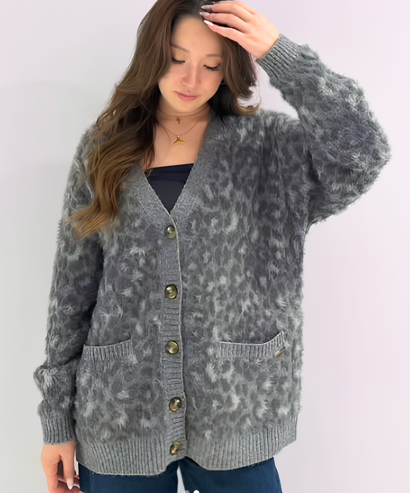 ROXY SHAG HEART Vネックシャギーカーディガン 【2026年秋冬モデル】