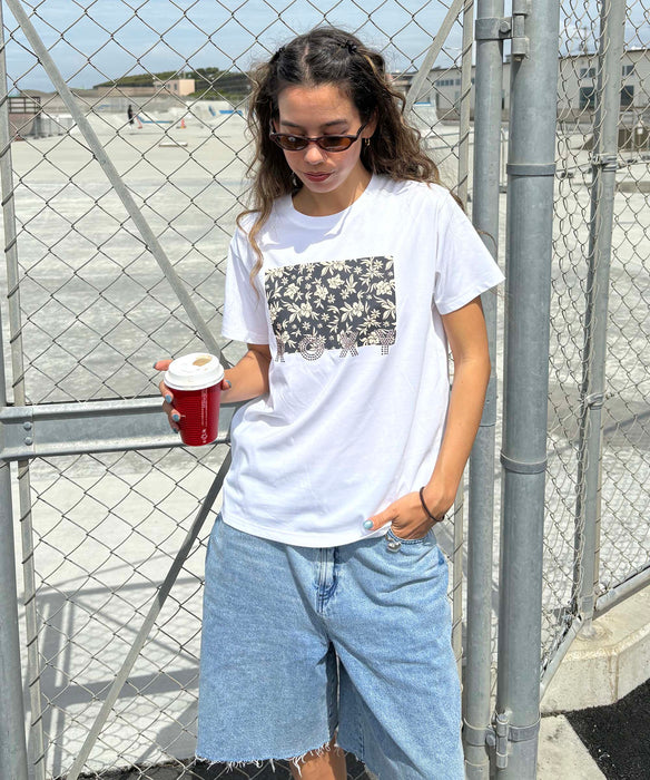 【OUTLET】Roxy HOT SUMMER ウィメンズ 半袖Tシャツ ボックスプリント スタッズロゴ 接触冷感