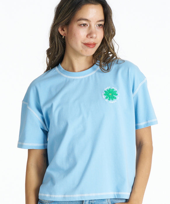 Sさま専用♡Tシャツ ROXY IT ALL COMES IN WAVE サガラ刺繍花モチーフ 半袖Tシャツ 【2026年春