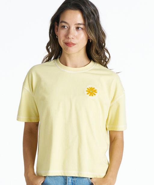 ROXY IT ALL COMES IN WAVE サガラ刺繍花モチーフ 半袖Tシャツ 【2026