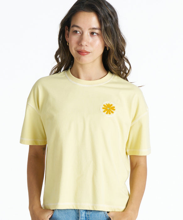 ROXY IT ALL COMES IN WAVE サガラ刺繍花モチーフ 半袖Tシャツ 【2026年春