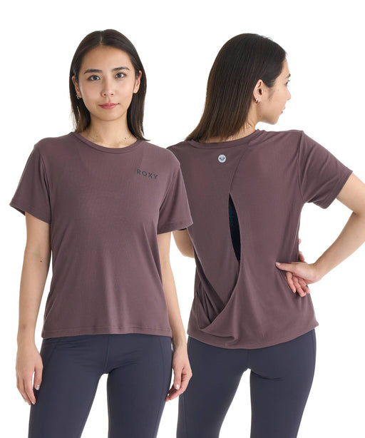 使用回数１回★ESTIVO✕ROXYウェア★ ROXY FITNESS WIND SHIFT CROSSOVER TEE Tシャツ /QUIK DRY/接触冷感