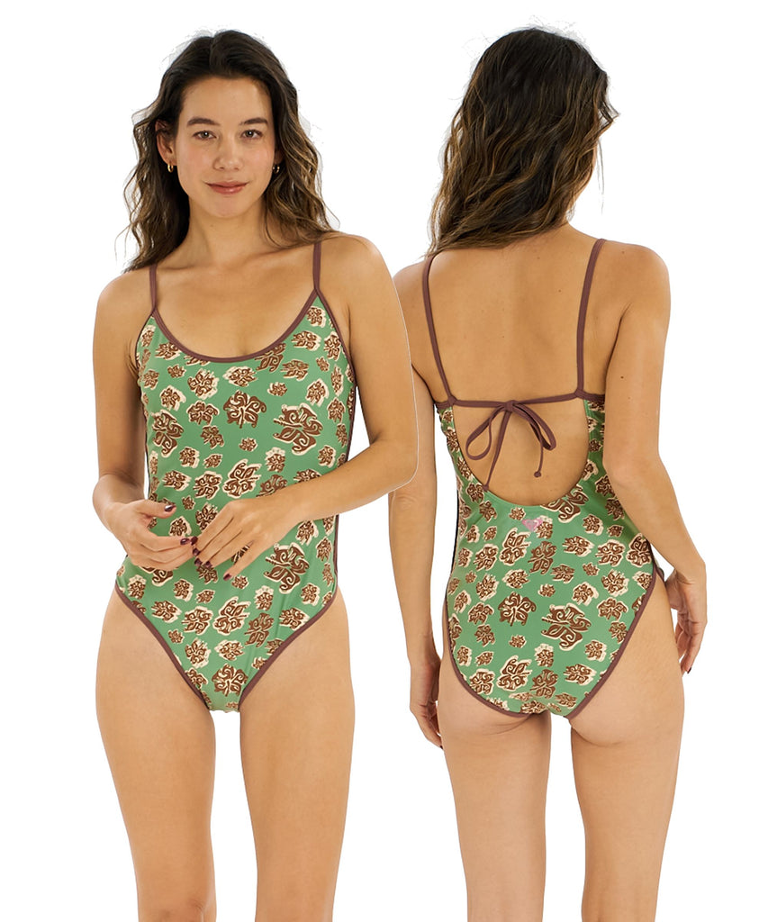 シャネル花柄ワンピース水着 オリーブグリーン ROXY by ULALA】 ONEPIECE 水着 ＜2026年夏モデル＞
