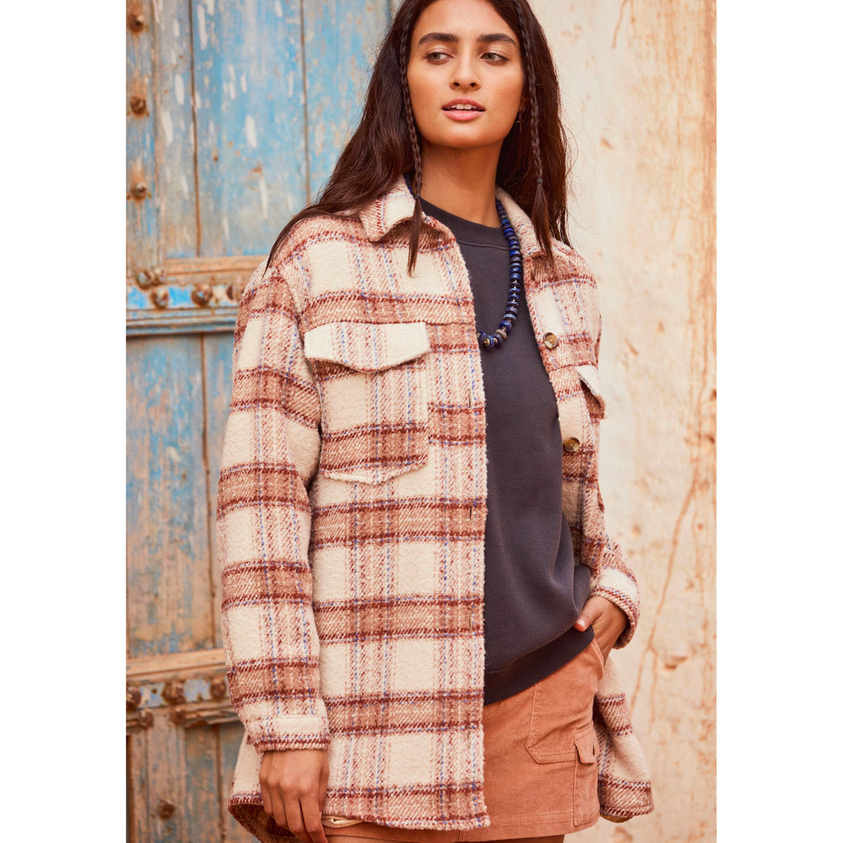 ROXY フード付きチェック柄ジャケット ROXY フード付きチェック柄ジャケット ROXY フード付きチェック