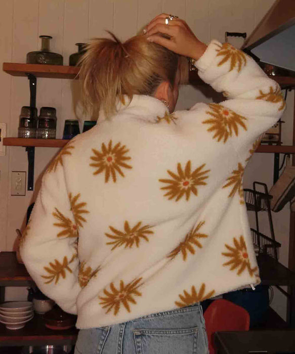 Roxy ALL DAY ウィメンズ フラワー柄 ボアジャケット 中綿 ダブルジップ