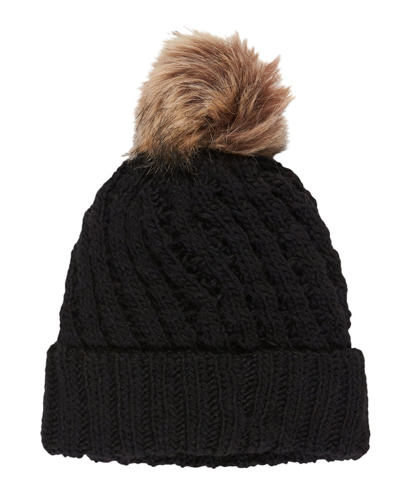 ROXY キッズ BLIZZARD GIRL BEANIE ビーニー 保湿 フリースライナー付きポンポン 【25-26SNOWモデル】 KVJ0 / F