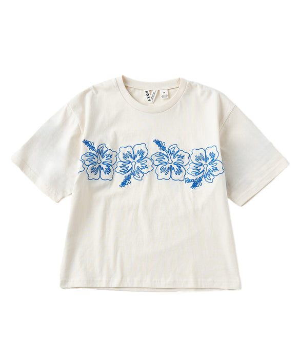 ROXY キッズ MINI BREAK LINE ハイビスカス柄刺繡Tシャツ 【2026年夏