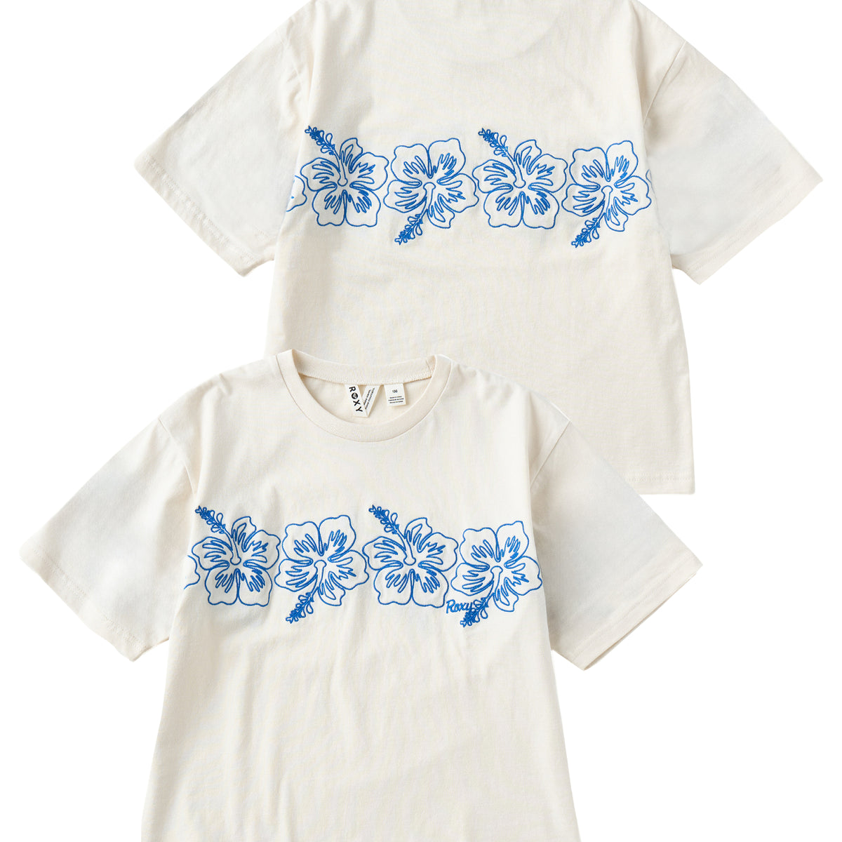 ROXY キッズ MINI BREAK LINE ハイビスカス柄刺繡Tシャツ 【2026年夏