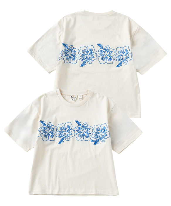 ROXY キッズ MINI BREAK LINE ハイビスカス柄刺繡Tシャツ 【2026年夏モデル】