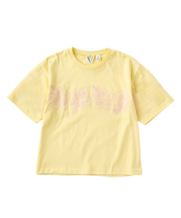 ROXY キッズ MINI BREAK LINE ハイビスカス柄刺繡Tシャツ 【2026年夏