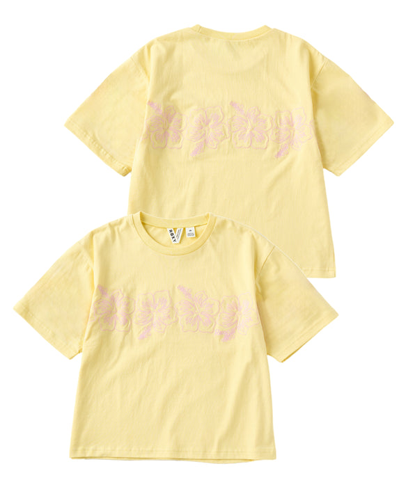 ROXY キッズ MINI BREAK LINE ハイビスカス柄刺繡Tシャツ 【2026年夏モデル】