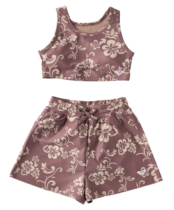 ROXY キッズ MINI HIBISCUS COVE 水着 【2026年夏モデル】 BRN / 150