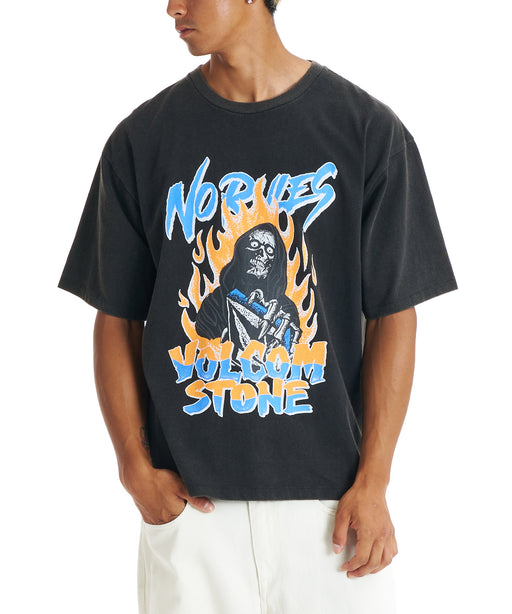VOLCOM メンズ BURNING SKULL Tシャツ 【2026年春夏モデル】 BLK / XL