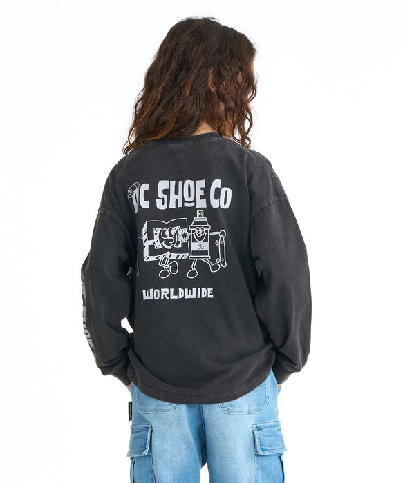 DC SHOES キッズ 26 KD PLAY BUDDY LS オーバーサイズ ロンT 長袖Tシャツ 【2026年春夏モデル】 BKP / 160