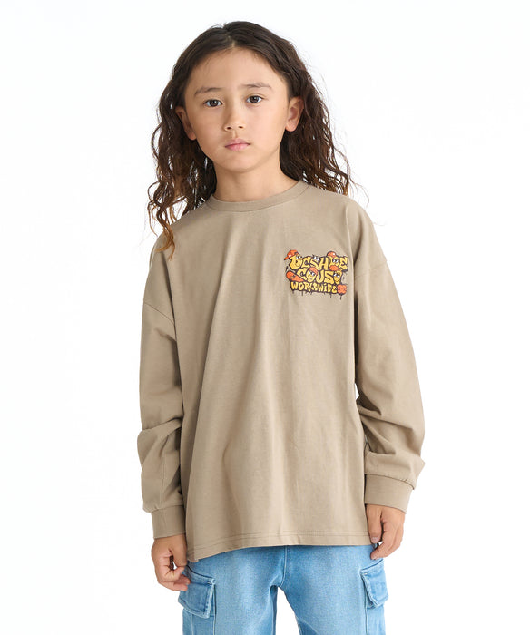 DC SHOES キッズ 26 KD SK CREW LS オーバーサイズ ロンT 長袖Tシャツ【2026年春夏モデル】 BEG / 160