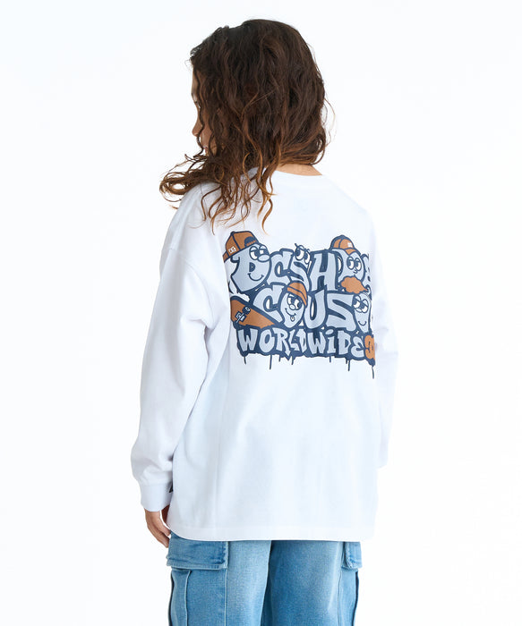 DC SHOES キッズ 26 KD SK CREW LS オーバーサイズ ロンT 長袖Tシャツ【2026年春夏モデル】 WHT / 160