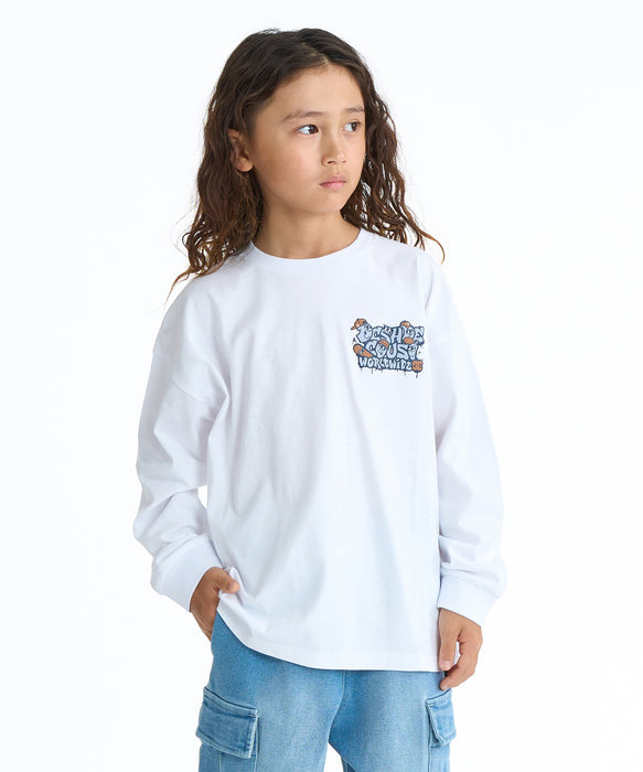 DC SHOES キッズ 26 KD SK CREW LS オーバーサイズ ロンT 長袖Tシャツ【2026年春夏モデル】 WHT / 160